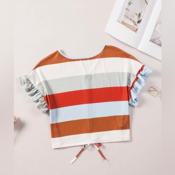 Plus Size Ruched Front Ruffle Sleeve Top - Picture 6 of 11